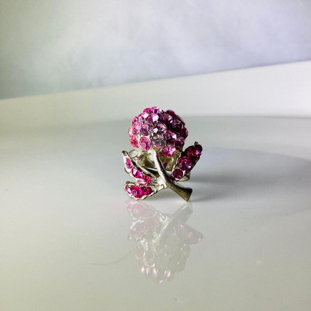 Pink Crystal Flower Ring
